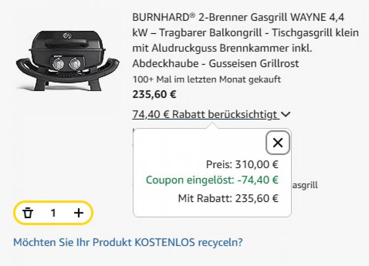 [12/05/2026] Der Coupon drückt den Preis um 74,40 Euro.