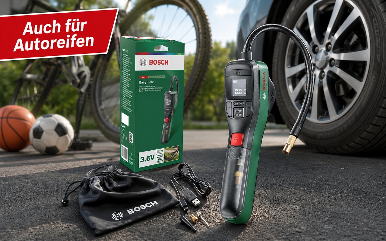 [21/05/2026] 5.000 Käufer greifen zu: Bosch EasyPump wird bei Amazon zum Luftpumpen-Bestseller mit 36 % Rabatt