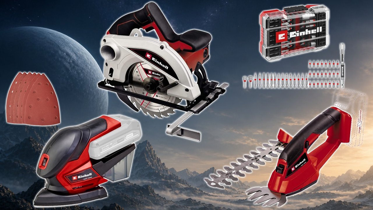 [17/05/2026] Einhell bei Amazon billiger als anderswo: 18V Gras-Strauchschere 40 €, Akku Schleifer 33 €, Handkreissäge 48 €