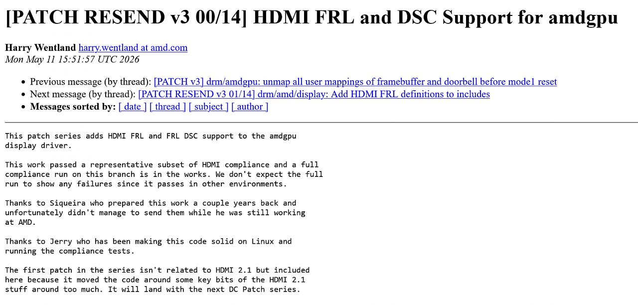[13/05/2026] HDMI 2.1 Patches