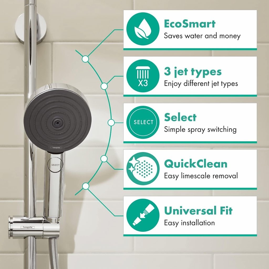 Amazons meistgekaufter Duschkopf stammt von Hansgrohe. Er bietet drei Strahlarten.