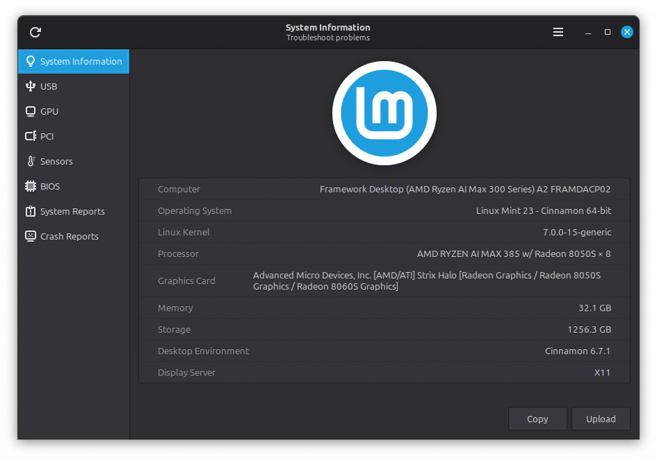 [29/05/2026] Linux Mint 23 mit Cinnamon 6.8 zeigt Systeminformationen an und erhält überarbeitete Dialoge.