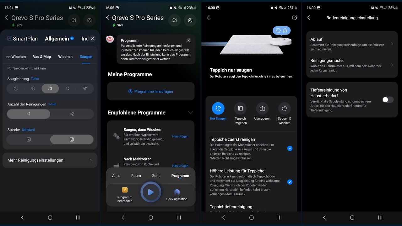 Screenshots aus der Roborock-App
