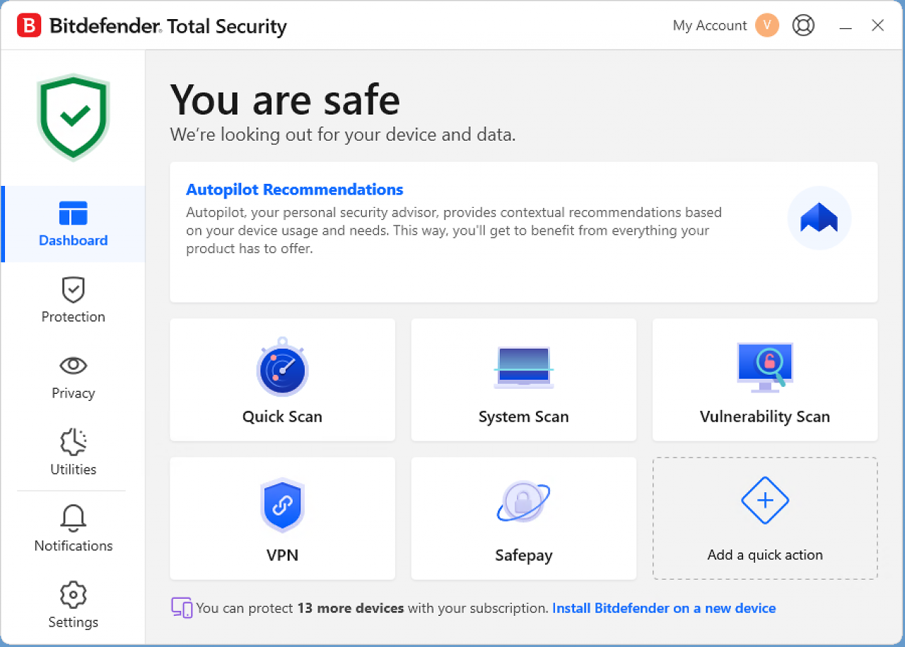 [05/05/2026] Privatanwender - Bitdefender Total Security - Schutzwirkung: 6,0 - Geschwindigkeit: 6,0 - Benutzbarkeit: 6,0 - Gesamtpunkte: 18,0&nbsp;