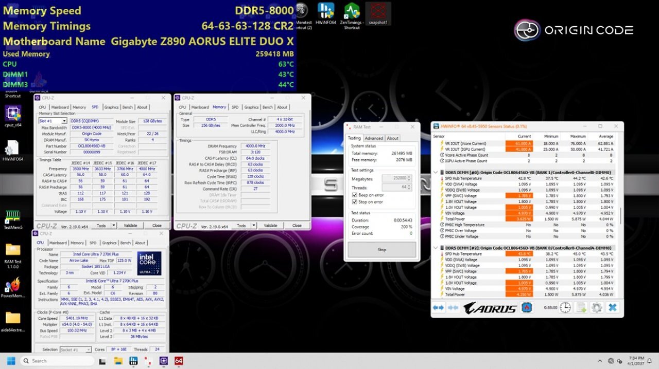 [01/06/2026] 256 GiB DDR5-8000 CL64 bei 1,1 Volt