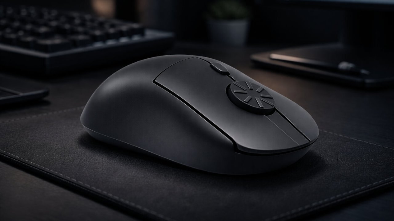[12/06/2026] Die Rotary Mouse von Airra Labs in Mattschwarz - das horizontal montierte Drehrad soll das klassische Scrollrad ersetzen und Fingergelenke schonen.