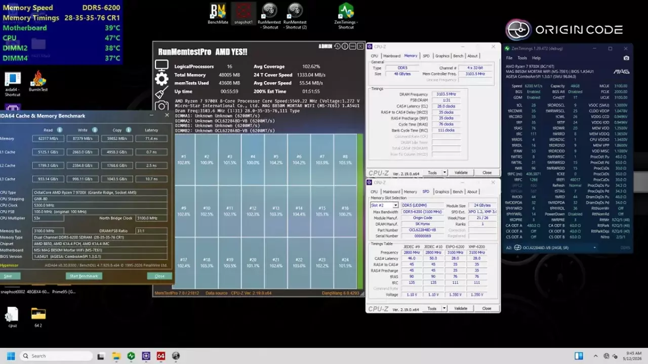 AMD EXPO Ultra Low Latency: 48 GiB DDR5-6200 CL28-35-35-76 bei 1,35 Volt