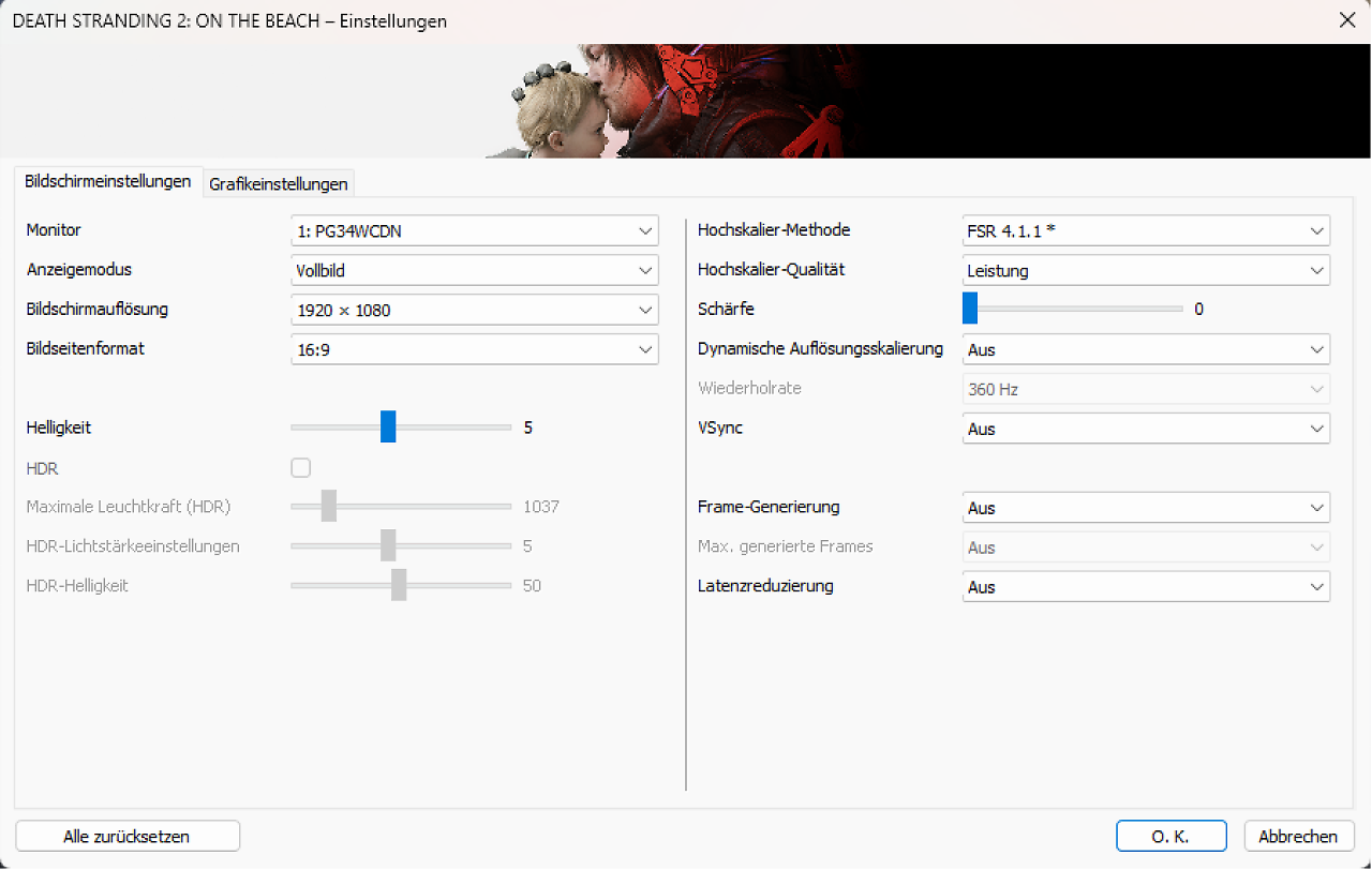[23/06/2026] FSR 4.1.1 auf RDNA 3 in Death Stranding 2: Erfolgreiche Aktivierung