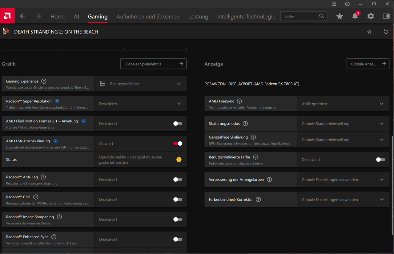 [23/06/2026] FSR 4.1.1 auf RDNA 3: Einrichtung Radeon Software (1)