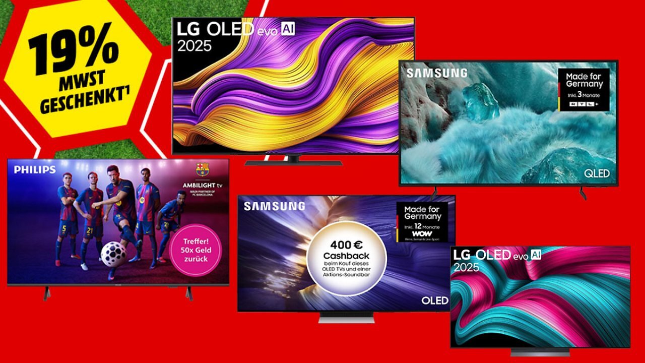 [03/06/2026] Diese Fernseher-Deals sind kaum zu toppen: Mega-Rabatte bis 65% und jetzt noch 19% MwSt. geschenkt