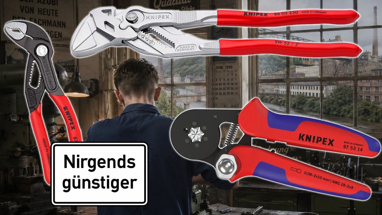 [20/06/2026] Amazon senkt Knipex unter Preis der letzten Zeit: Zangenschlüssel, Cobra, Crimpzange ... (1)