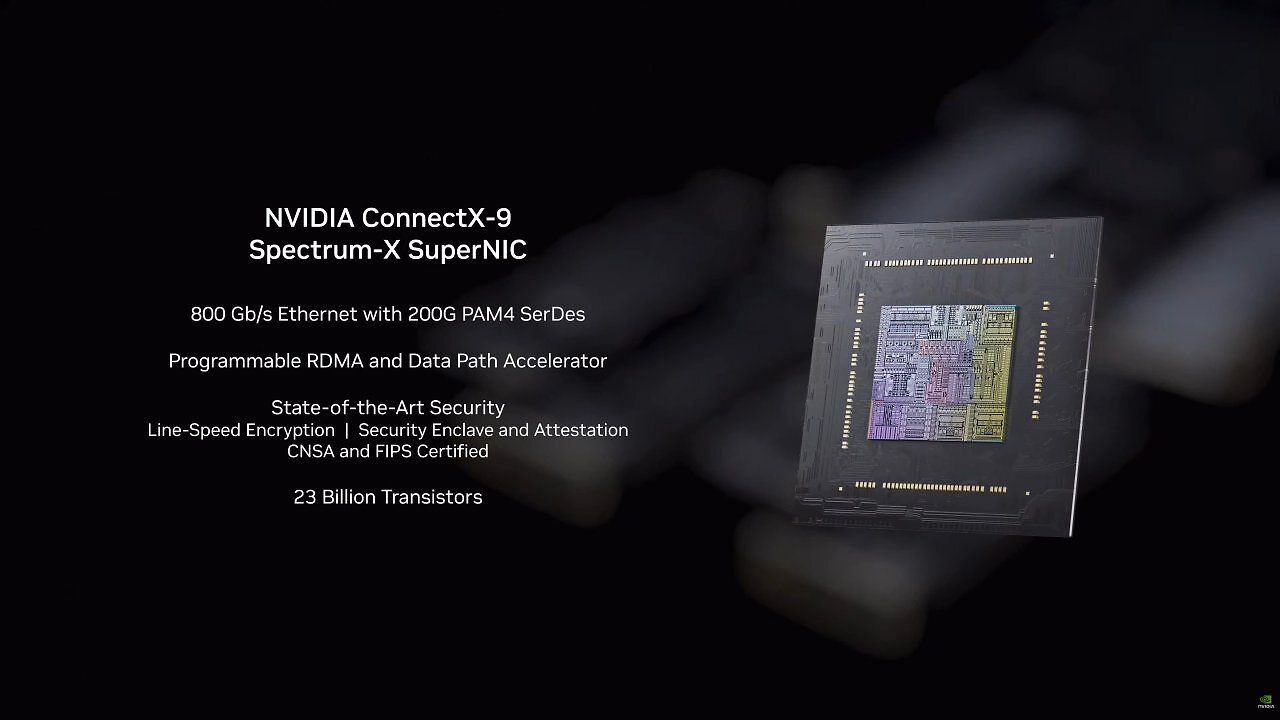 [01/06/2026] ConnectX-9 soll laut Nvidia 800 Gbit/s Ethernet und 200G-PAM4-Serdes bieten.