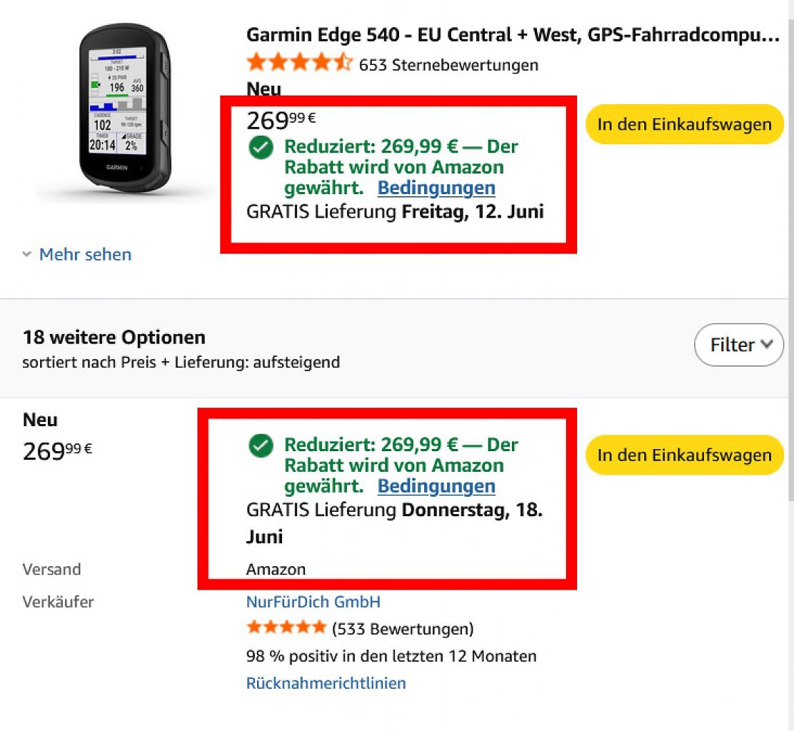Garmin Rabatt Fahrradcomputer Bestpreis Angebot