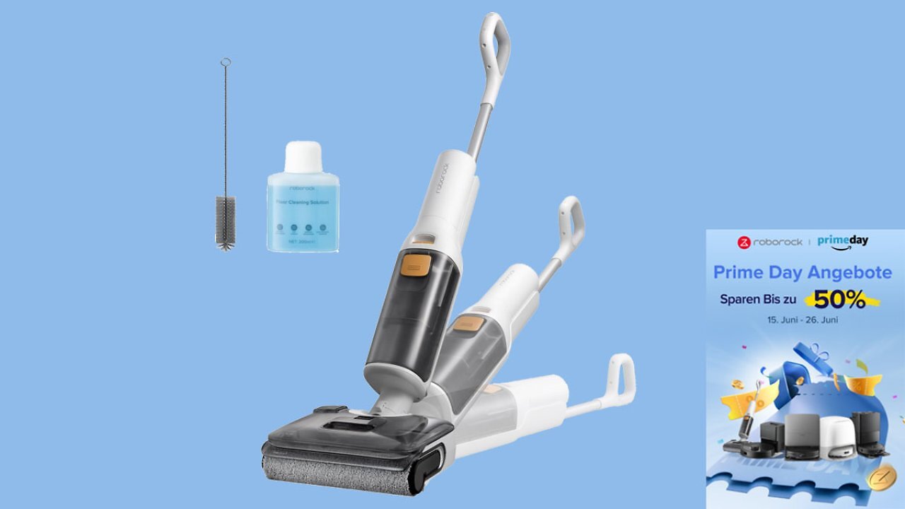 Beim Prime Day extrem günstig: Akku-Staubsauger mit Anti-Tangle-Bürste und Wischfunktion von Roborock