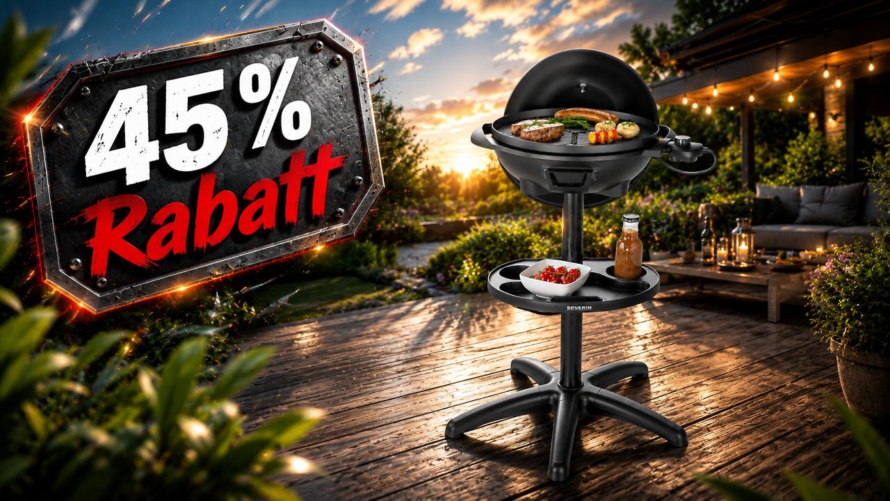 [09/06/2026] 45 % Rabatt, Bestpreis, Topseller: Severin-Elektrogrill mit Haube landet für 93,04 € im Angebot