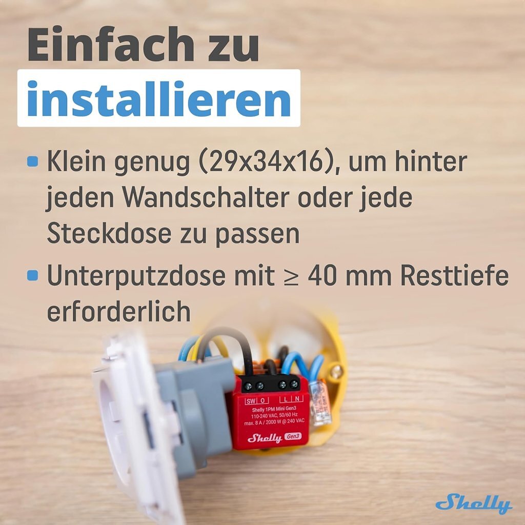 Der Shelly 1PM Mini Gen3 fällt besonders kompakt aus.
