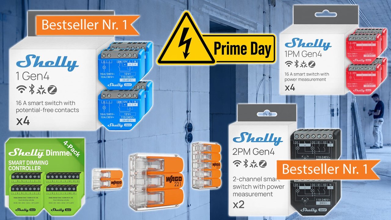 [24/06/2026] Laien, Finger weg: Shelly zum Prime Day Preis - Relais Gen 4, Rollladenschalter, Dimmer und Wago Klemmen (1)