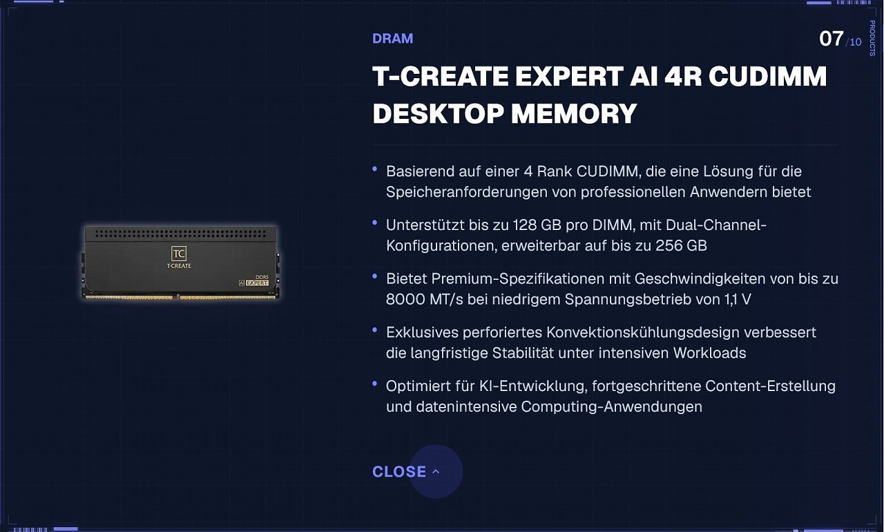 [03/06/2026] TeamGroup T-Create Expert: Der Desktop-PC soll mit 128 GiB pro Modul zur Workstation werden.