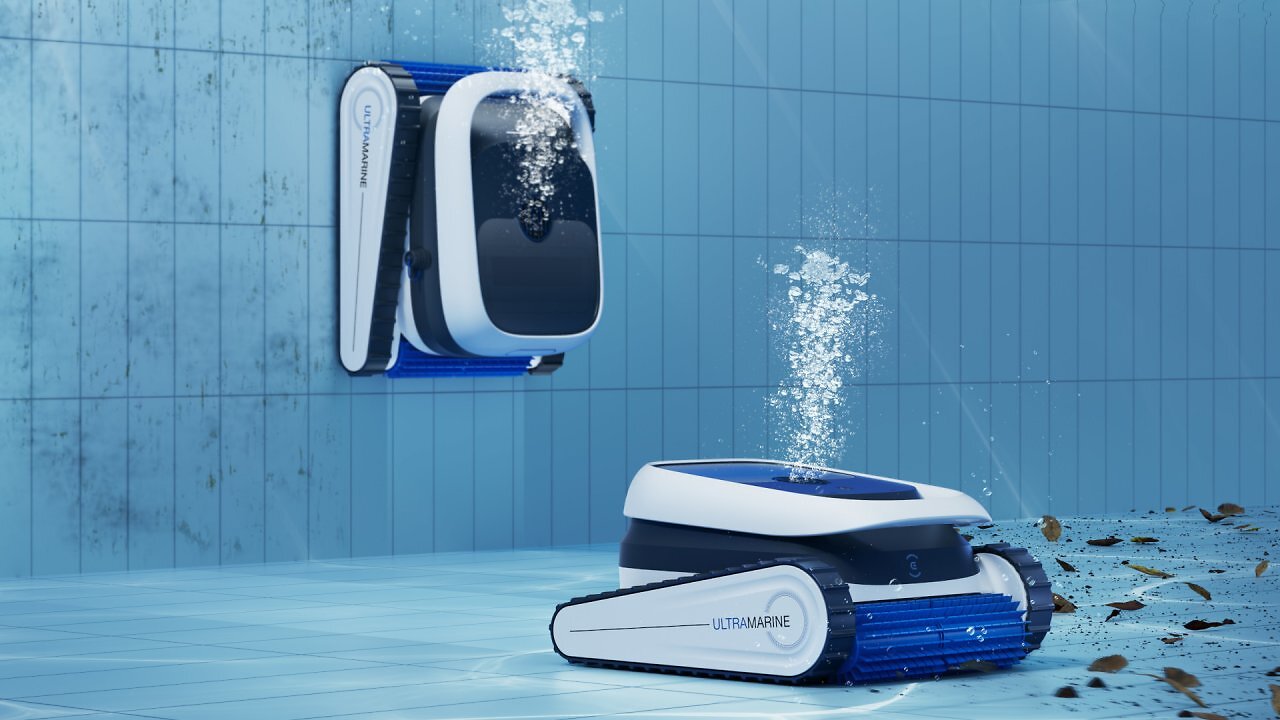 Ein Poolreinigungsroboter bei der Arbeit