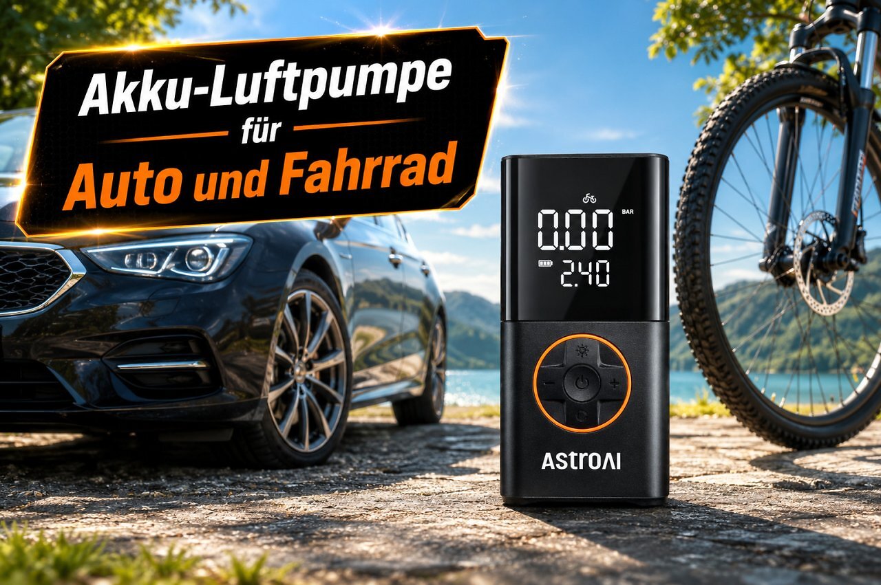 [10/06/2026] Kein Weg mehr zur Tankstelle: AstroAI Mini-Kompressor pumpt Auto, Fahrrad und E-Bike für nur 22,97 € auf