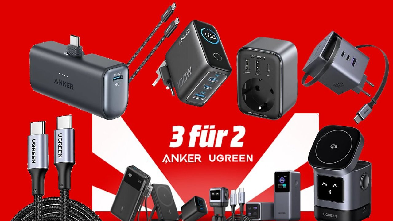 [22/07/2026] 3 für 2 bei Anker & Ugreen: USB-Ladegerät oder Powerbank 