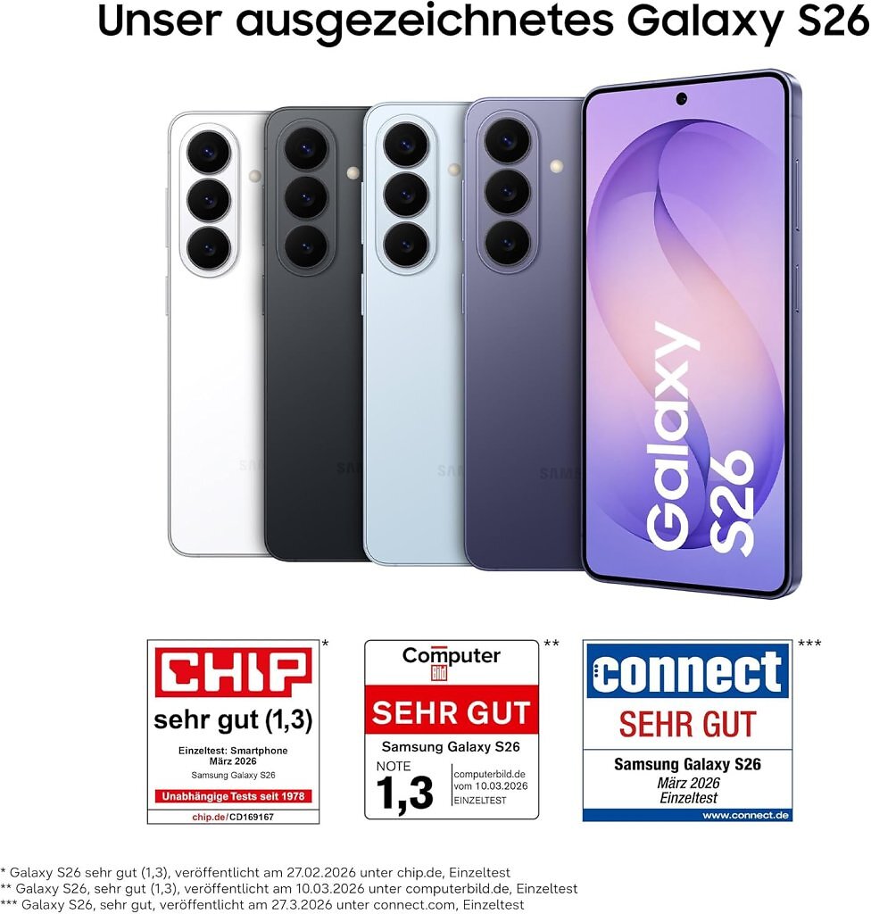 [03/07/2026] Das Samsung Galaxy S26 hat Spitzenbewertungen erhalten.
