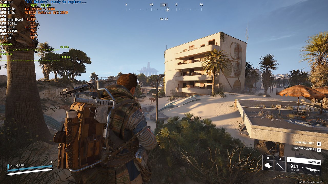 Arc Raiders - Beispiel-Shot mit Tune, Overlay