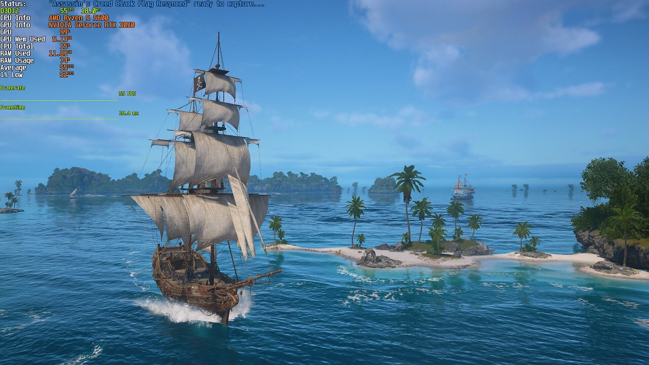 Assassin's Creed Black Flag Resynced - Beispiel-Shot mit Tune und RT, Overlay