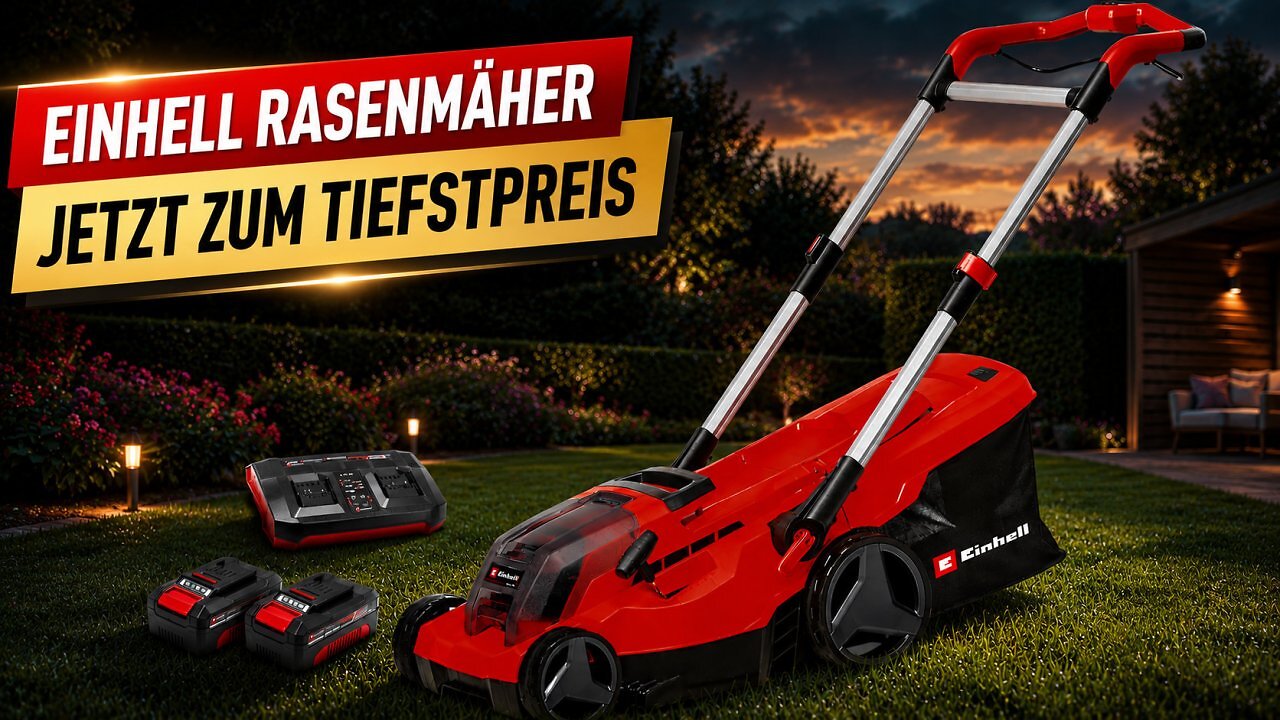 [16/07/2026] Mit Akku-Doppelpack und Ladegerät: Amazon senkt Einhell 36V Rasenmäher auf 219,99 € Tiefstpreis