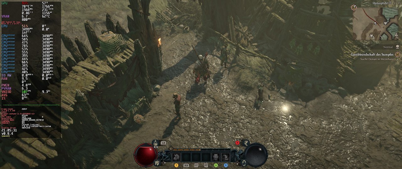 [02/07/2026] Diablo 4 ist mit durchschnittlich 47 bis 63 Bildern pro Sekunde sehr gut spielbar.