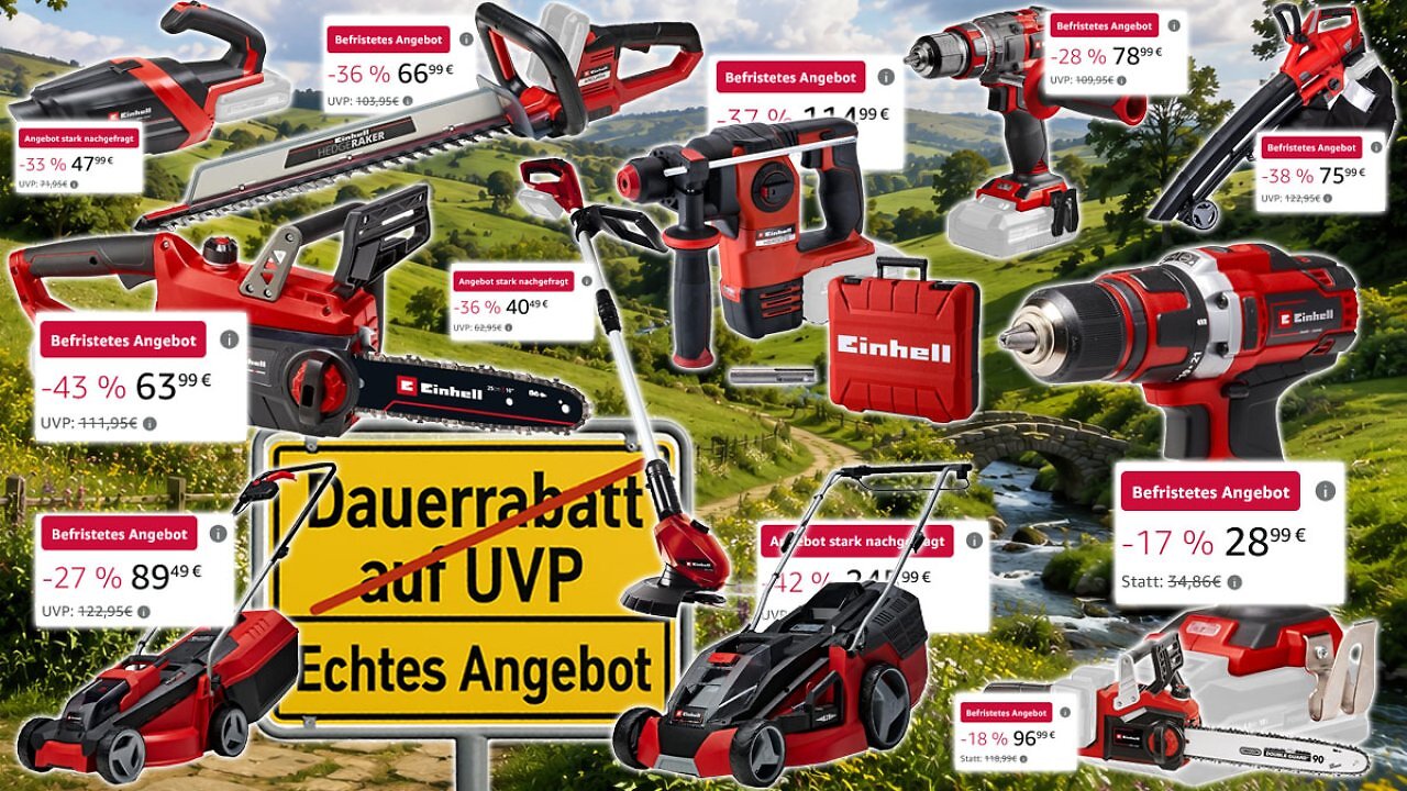 [25/07/2026] 2-Tage-Sale bei Amazon: Einhell unter Vergleichspreis - Akkuschrauber für 29 €, Kettensäge 64 €, Sauger, Rasenmäher ... (1)