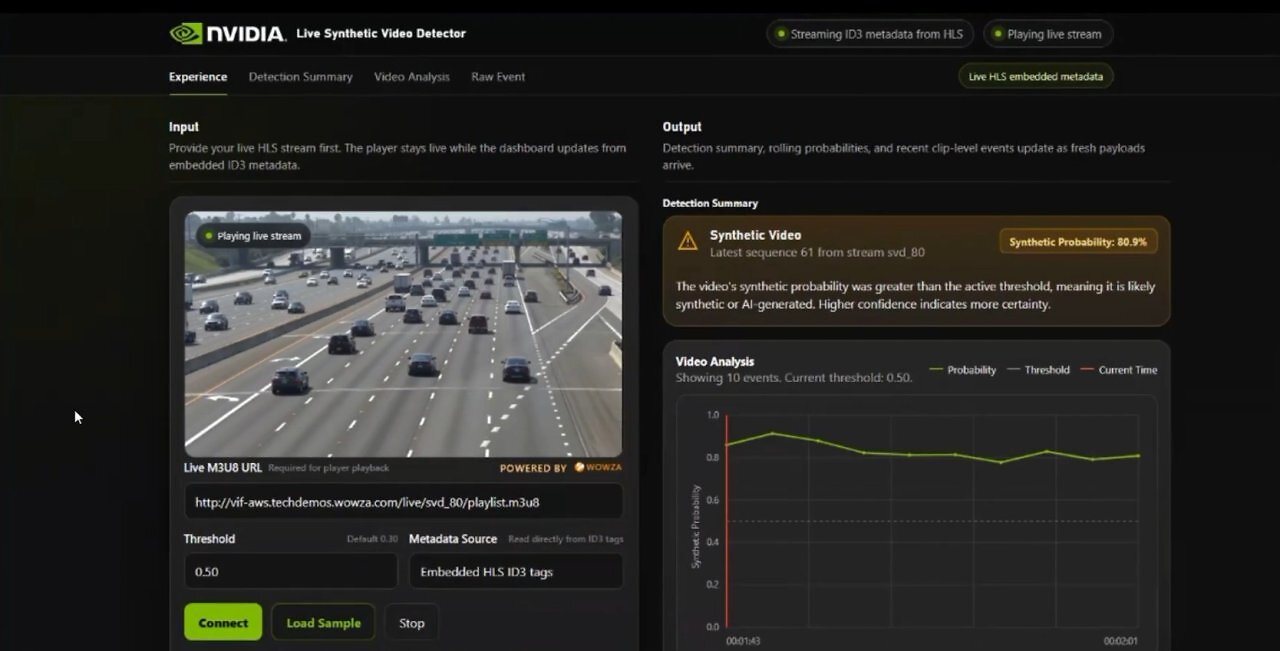 [22/07/2026] Die aktuelle Test-Version des Nvidia Synthetic Video Detector im Live-Einsatz.