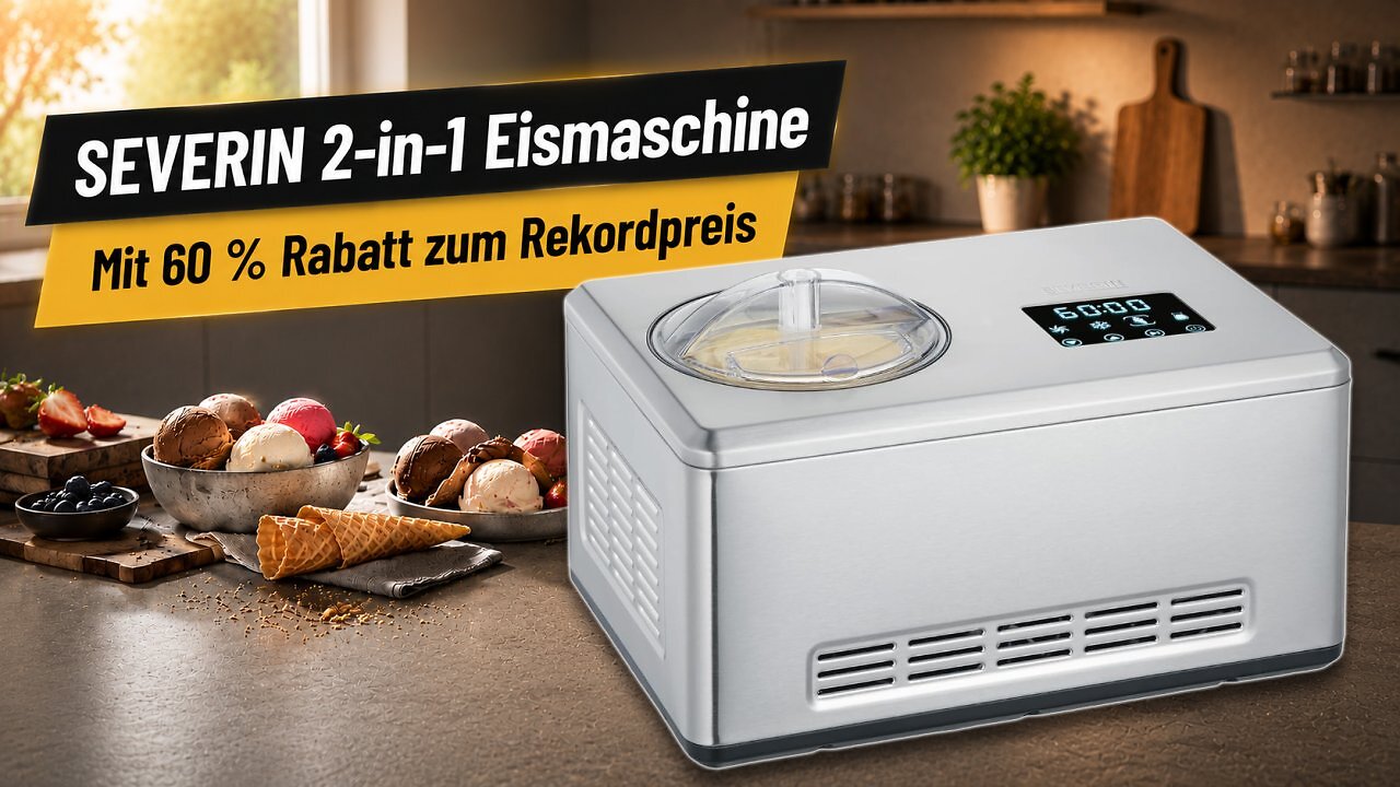 [21/07/2026] Kein Vorkühlen wie bei der Ninja Creami: Severin-Eismaschine mit Kompressor fällt auf Rekordpreis
