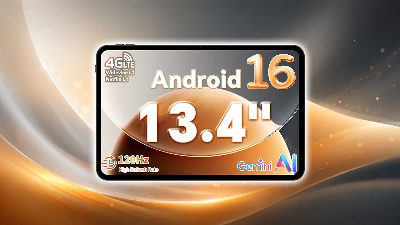 [10/07/2026] TECLAST Tablet 13.4 Zoll 120Hz Display, Android 16 Gaming Tablets T65, 4G LTE Dual SIM, 26GB RAM+128GB ROM(4TB TF), Widevine L1/13MP/GPS, Gemini AI Tablets mit USBC Anschluss für Streaming, Filme Amazon Angebot