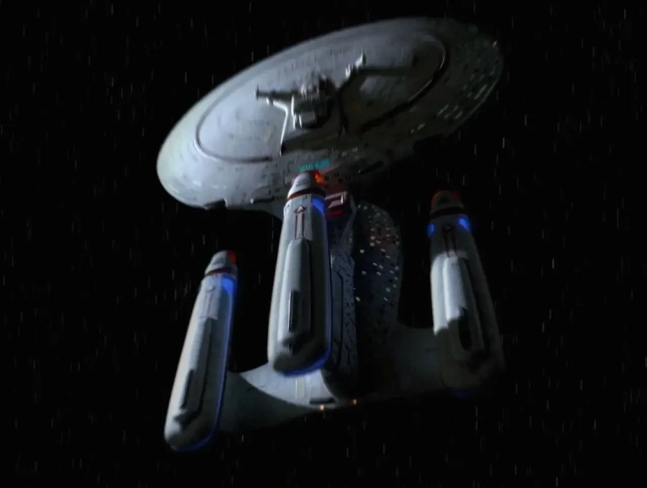 Die Enterprise-D aus der alternativen Zukunft des TNG-Finales.