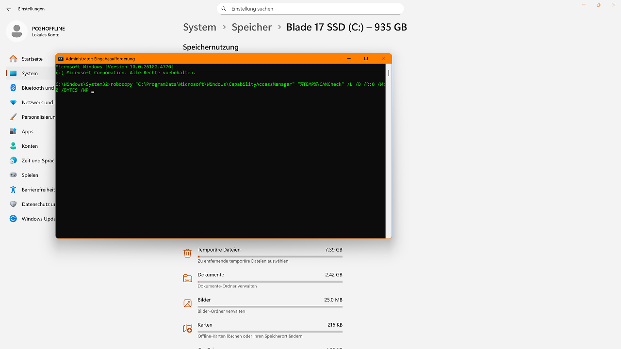 [06/07/2026] Führen Sie folgenden Befehl aus:robocopy 