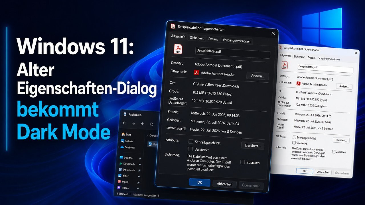 [22/07/2026] Microsoft arbeitet an einem neuen Eigenschaften-Dialog für den Datei-Explorer.&nbsp;