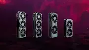 Radeon-Grafikkarten nebeneinander aufgereiht.