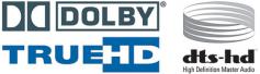 Logos der beiden HD-Tonformate DTS-HD und Dolby-TrueHD.