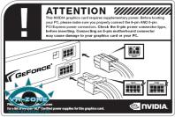 Dieses Schild soll die Kunden auf die korrekte Verkabelung der Geforce 9800 GX2 hinweisen. (Bild: VR-Zone.com)