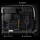 Der [b]Area-51 ALX [/b](hier mit zwei Geforce 9800 GX2 und einer Wasserkühlung versehen) lässt keine Wünsche offen. Optional bietet der Hersteller drei [b]Geforce GTX 280[/b] im SLI-Verbund an (Bild: Alienware)