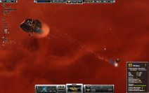 Sins of Solar Empire setzt auf Echtzeitstrategie im luftleeren Raum. Hier hat eine kleinere Fregatte keine Chance gegen unser Großkampfschiff. 