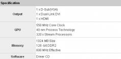 Spezifikationen der Sapphire Radeon HD 5550 Ultimate