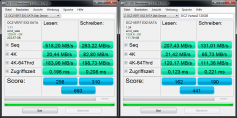  AS SSD Default (Vertex 3 240G links, Vertex 2 120G rechts)