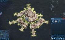 Der Mittelpunkt jeder Mission ist die Arche. Hier bekommen Sie Ihr Kommandoschiff, können Rohstoffe kaufen und erhalten Aufträge.