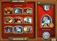 Der Startbildschirm des "Spielen"-Modus von Hearthstone: Heroes of Warcraft. Hier wählt ihr euren Helden aus.