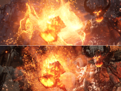 Unreal Engine 4 Elemental-Demo: PC oben, PS4 unten