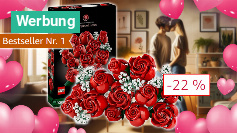 Amazon rettet den Valentinstag! Bestseller Lego Icons Rosenstrauß knallhart reduziert - Blumen ab 12 Euro im Angebot