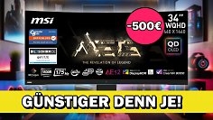 Kurzzeitig mit 500 € Rabatt: MSI <strong>QD-OLED Curved Gaming-Monitor mit 34 Zoll</strong>, 175Hz, UWQHD und 0,03 ms Reaktionszeit - nirgends günstiger