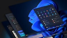 Windows 11 auf mehreren Ebenen im dunklen Modus